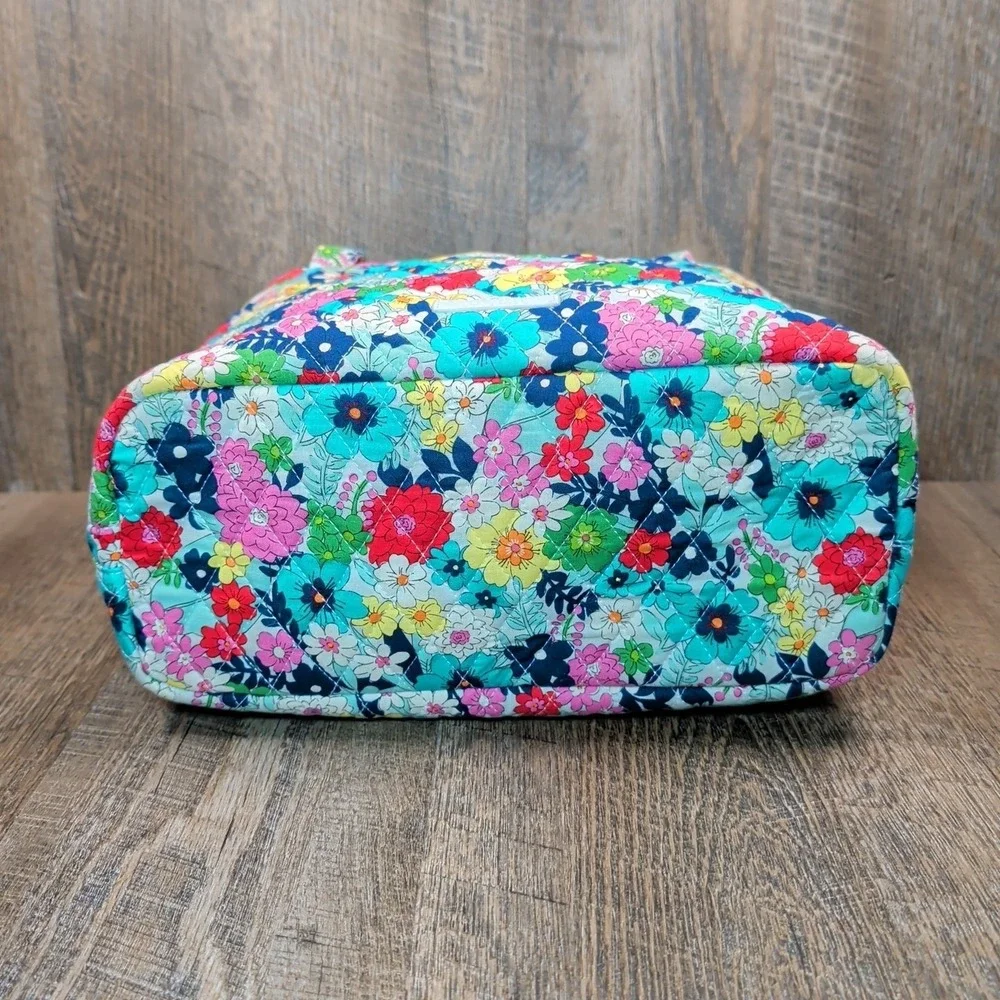 Vera Bradley Shoulder Bag Far Out Floral Three Compartment Quilted Purse Handbag